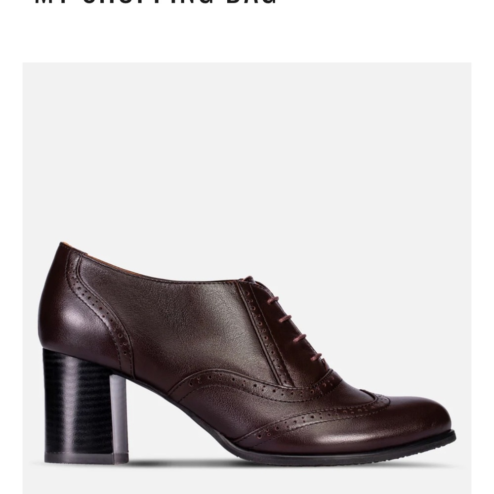 Women's Brown Leather Lace-Up Brogue Heel